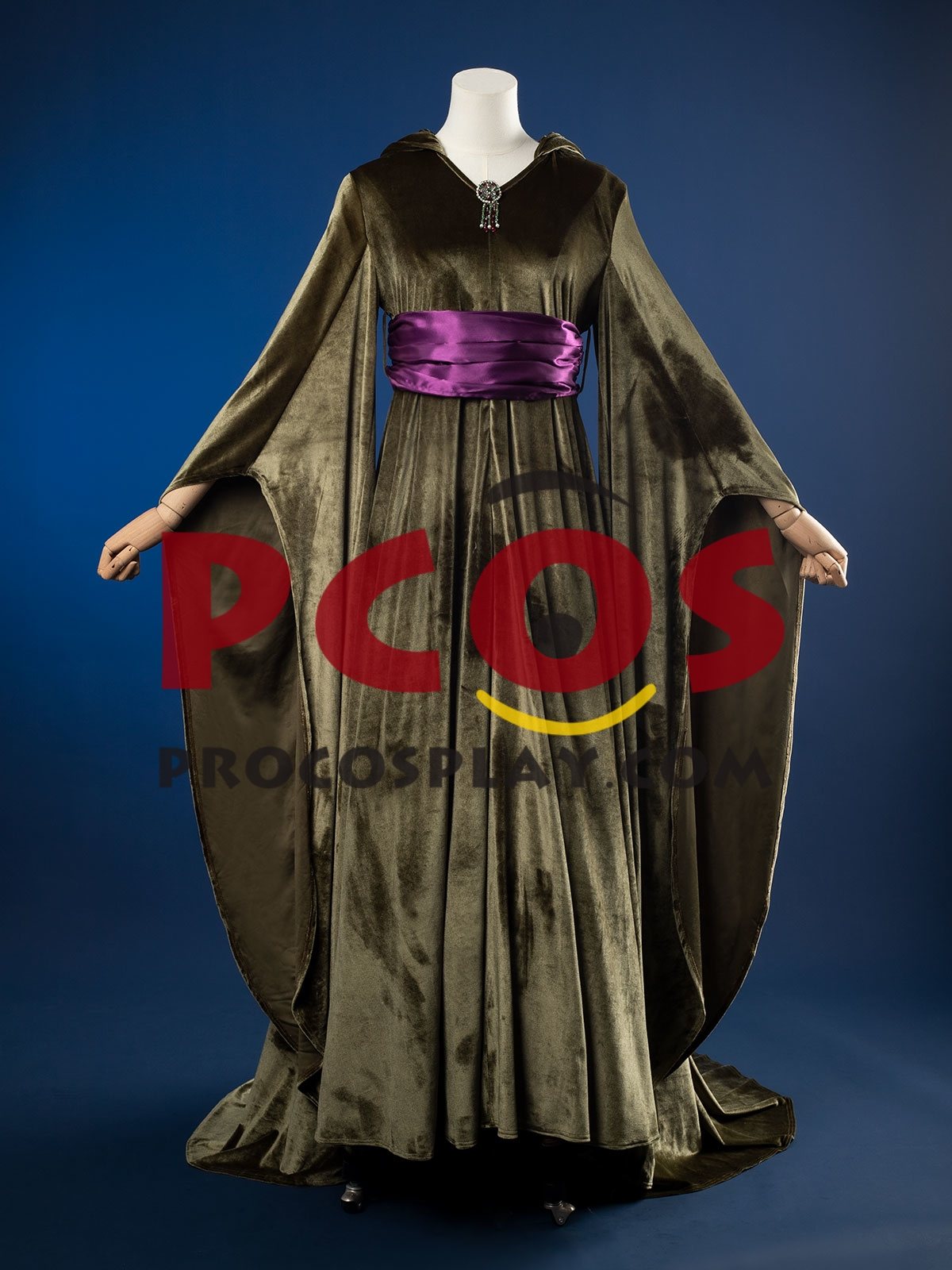 (image for) Ready to Ship Revenge of the Sith Padme Naberrie Amidala Cosplay Olive Velvet Dress FY0188