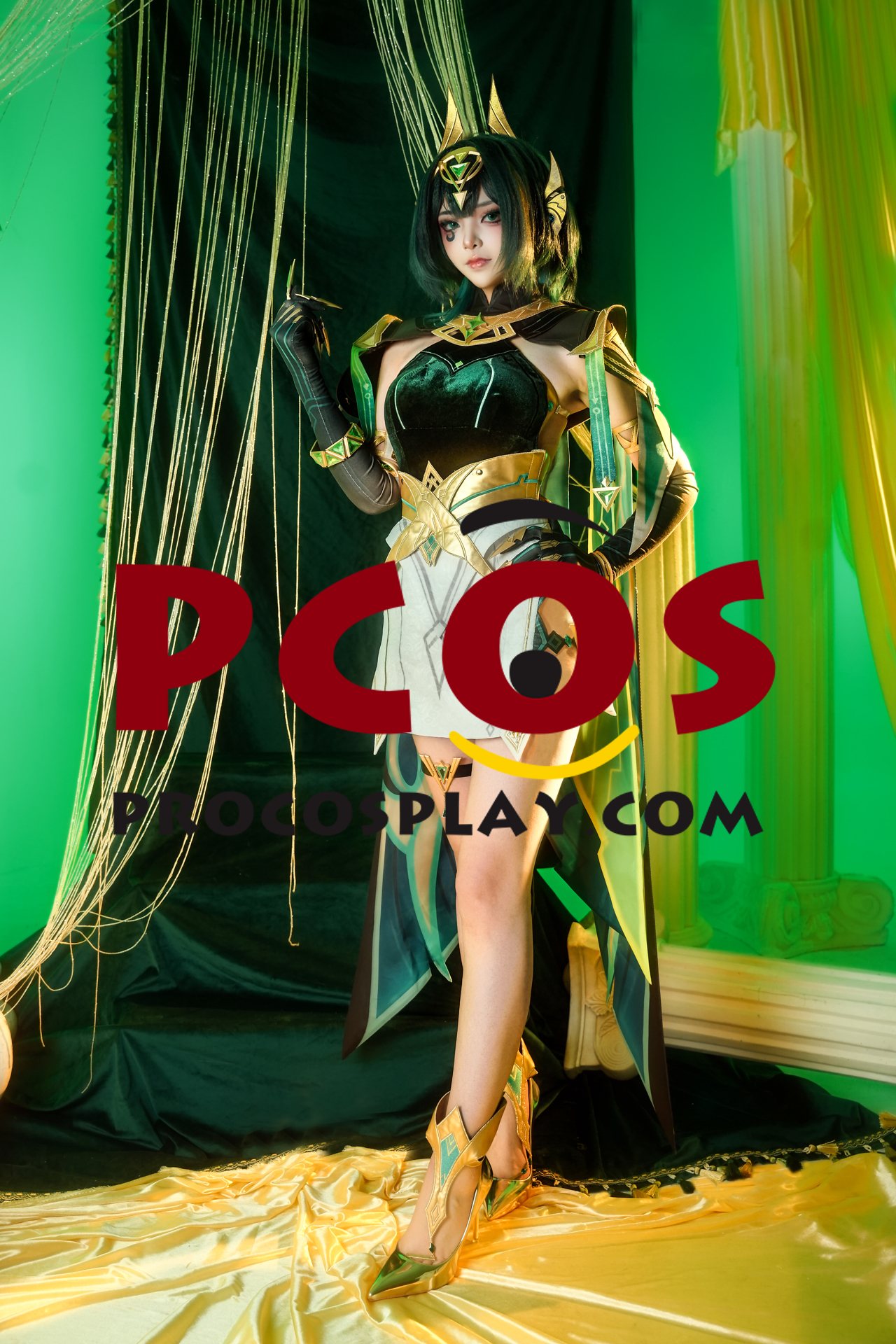 (image for) Game Genshin Impact Nefer Cosplay Costume C09730 Pleather Velvet Version