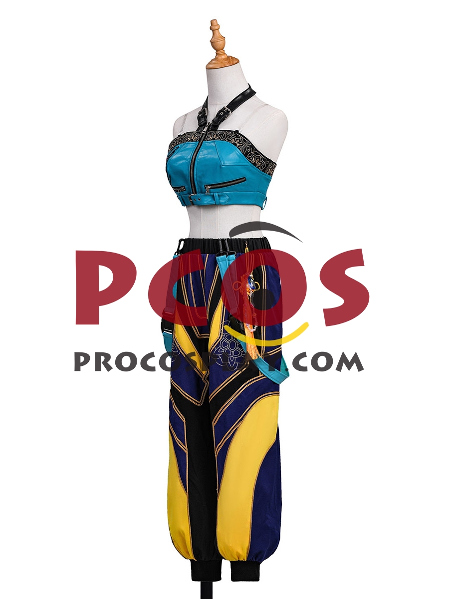 Ready to Ship Teal Black Wide-Leg Costume PU Version C09726