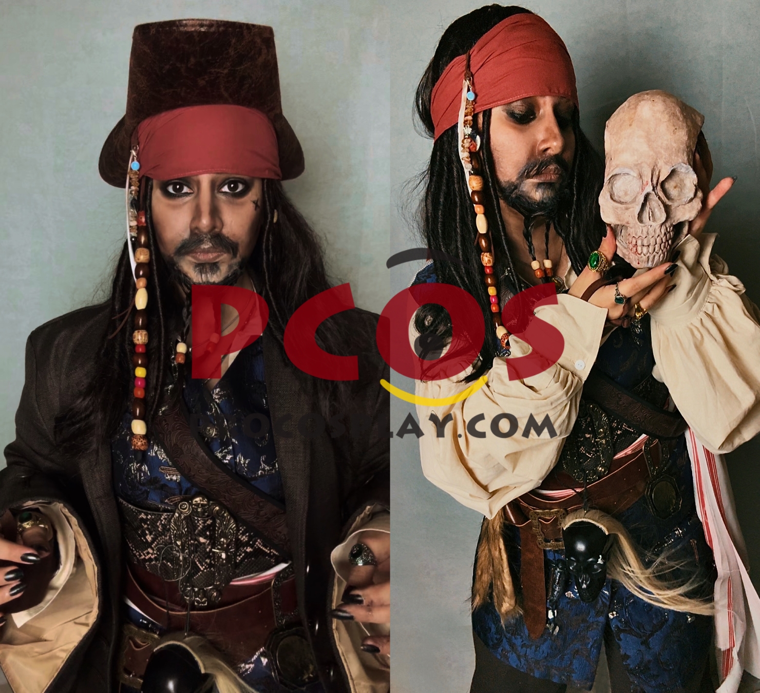 Ready to Ship Pirates of the Caribbean 5 Captain Jack Sparrow Cosplay Costume C09129 Upgraded Version