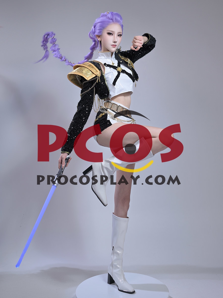 (image for) Ready to Ship White Black Gold Sequin Warrior Costume C09519