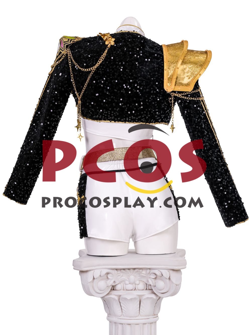 Ready to Ship White Black Gold Sequin Warrior Costume C09519