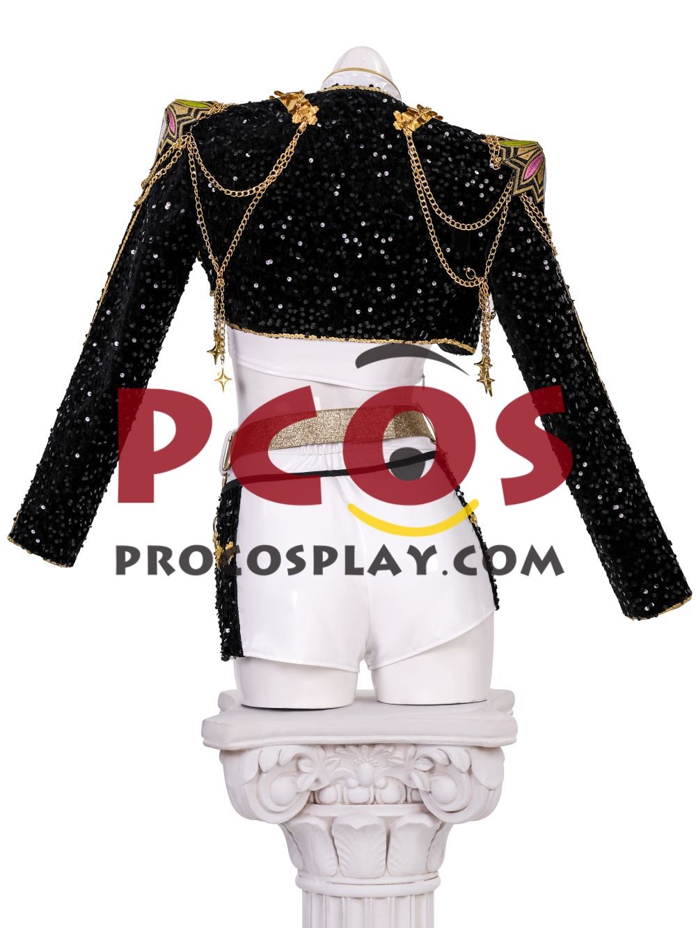 Ready to Ship White Black Gold Sequin Warrior Costume C09519