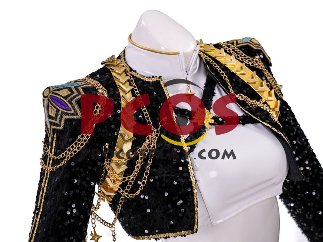 Ready to Ship White Black Gold Sequin Warrior Costume C09519