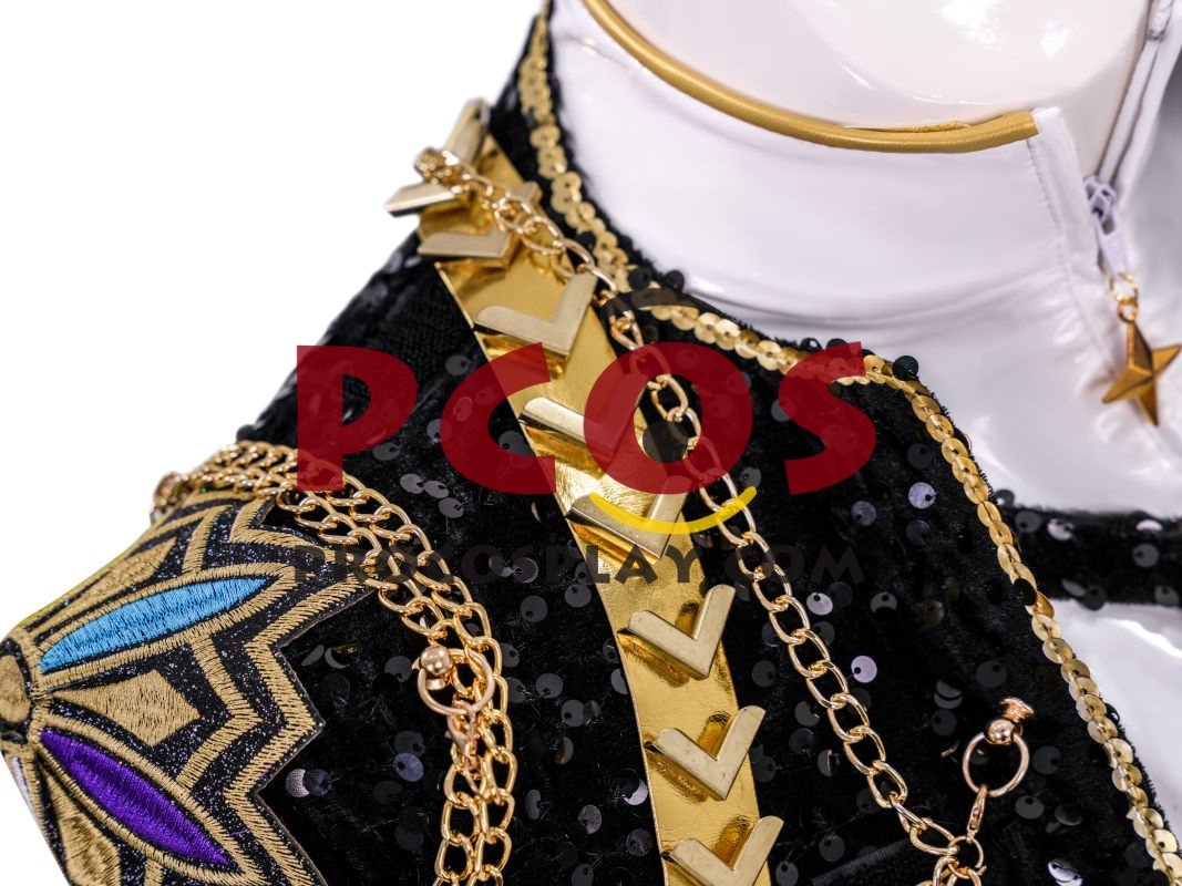 Ready to Ship White Black Gold Sequin Warrior Costume C09519