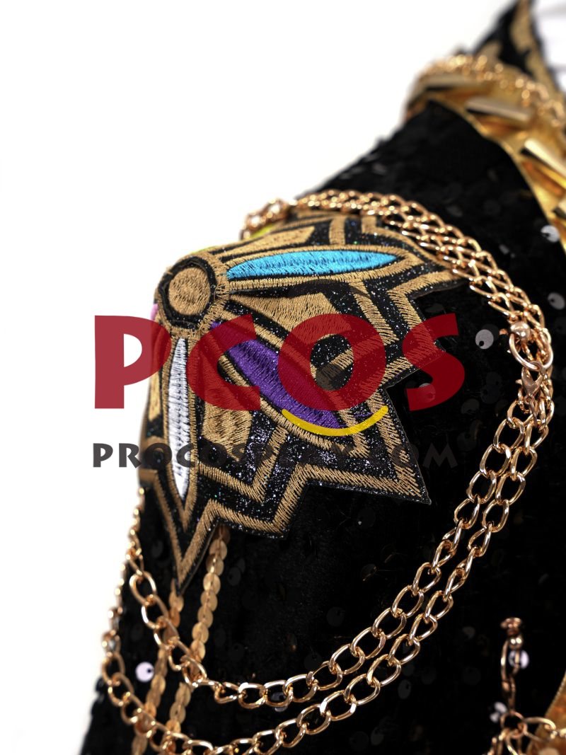 Ready to Ship White Black Gold Sequin Warrior Costume C09519