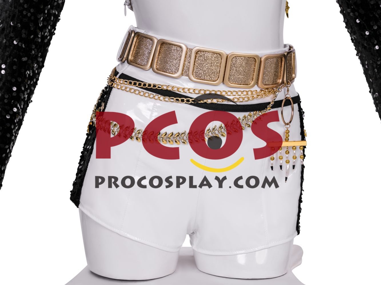 Ready to Ship White Black Gold Sequin Warrior Costume C09519