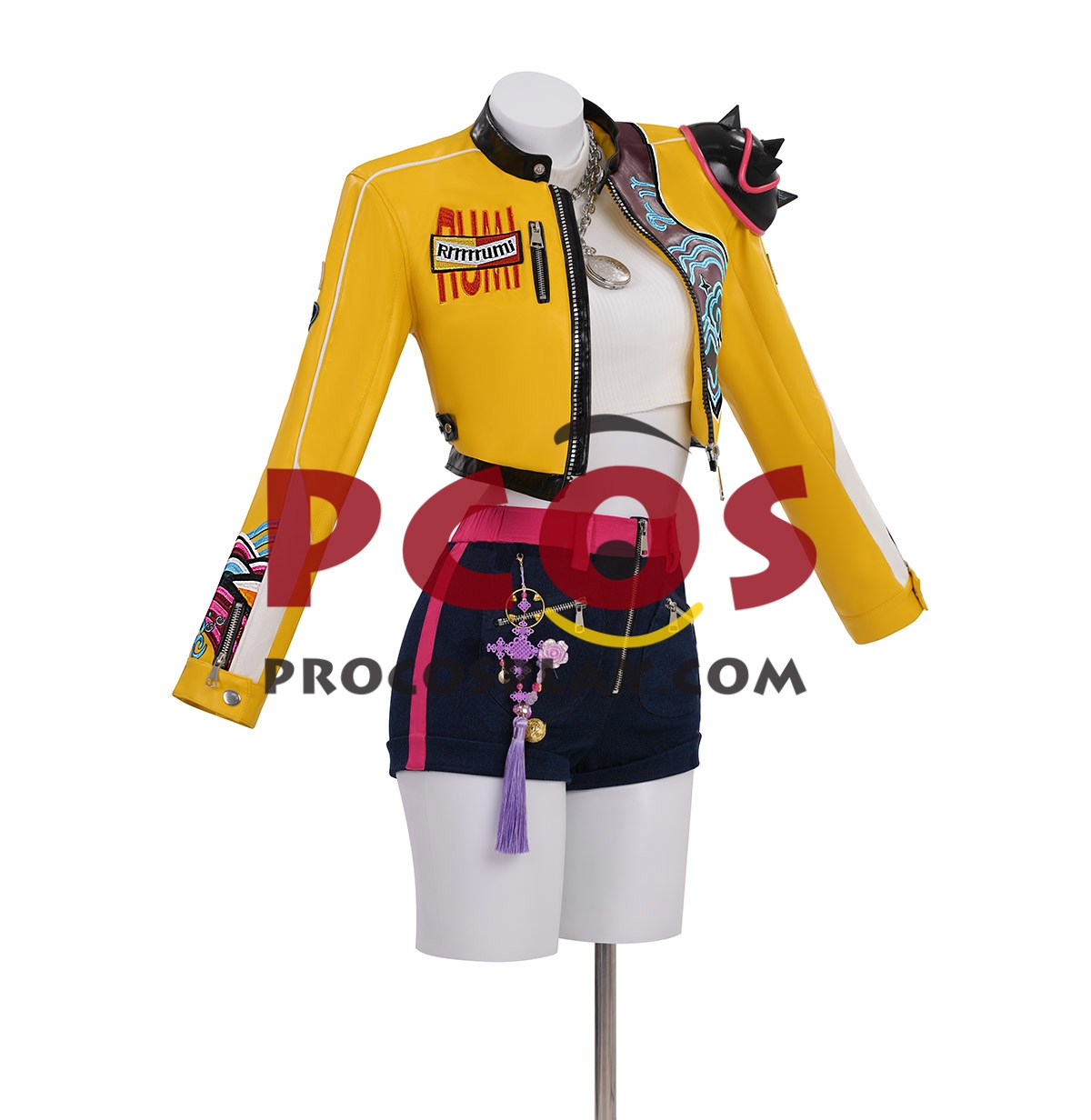 Ready to Ship Yellow Cropped Jacket Costume PU Version C09727