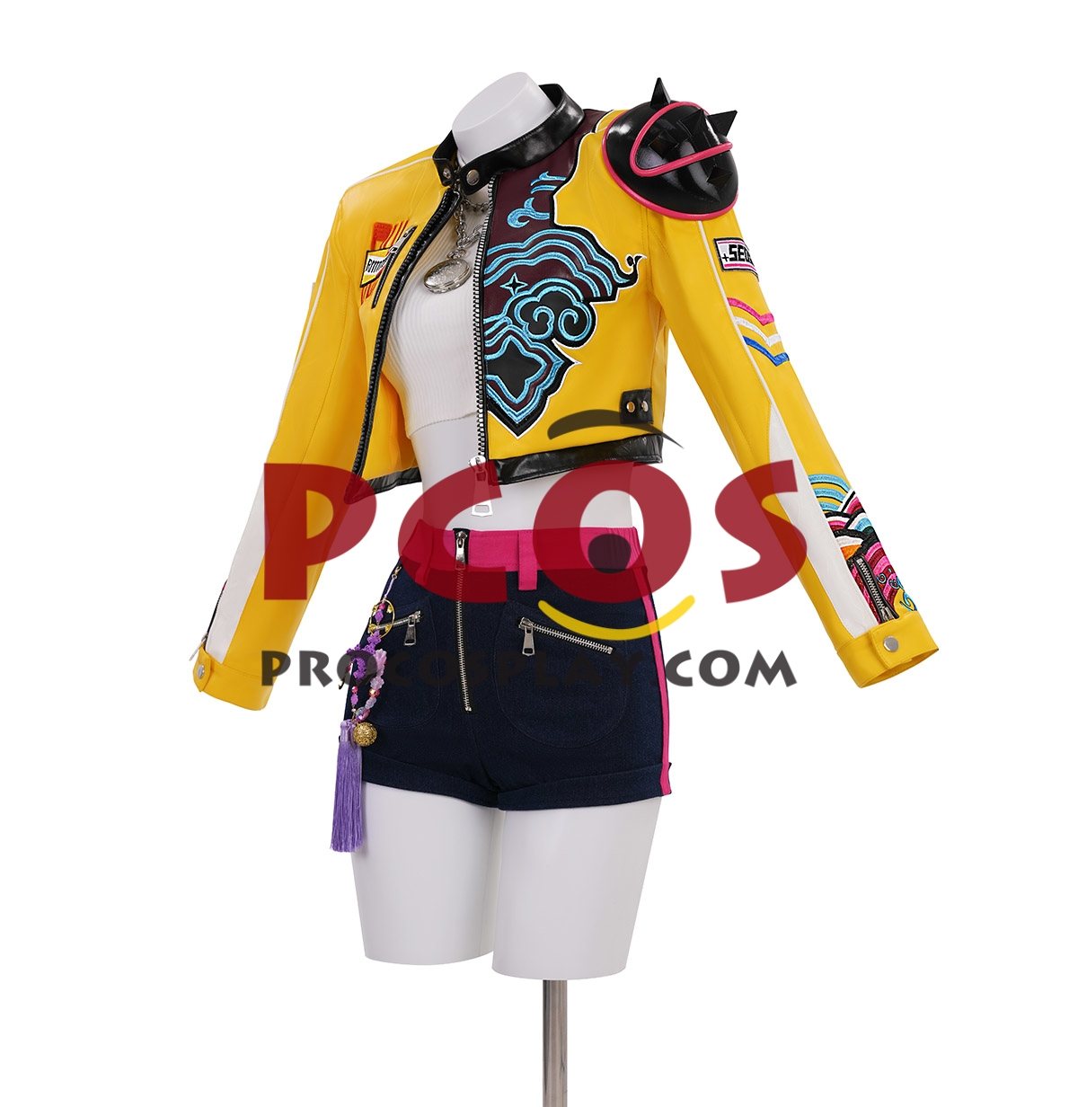 Ready to Ship Yellow Cropped Jacket Costume PU Version C09727