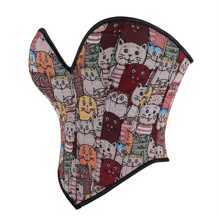 Cute Cat Color Pattern Women's Sexy Tube Top Corset N23641