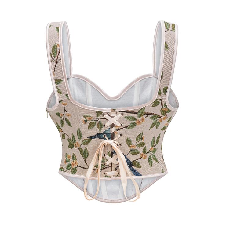 Corset Tops for Women Sweetheart Neckline Floral Corset with Zipper N23712