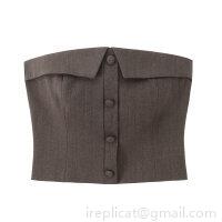 Women Sexy Backless Corset Tube Top Herringbone Pattern Button Front Strapless Short Bustier Autumn Fashion Slim Fit Party Clubwear