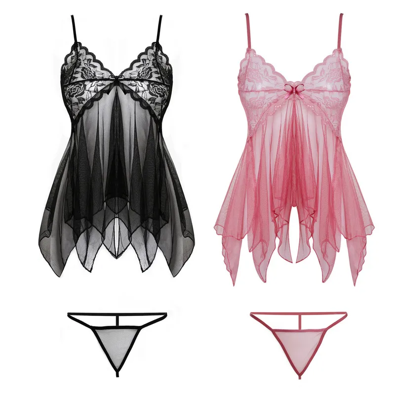 Seductive Solid Color Wireless Bra with Low Waist See - Through Lingerie